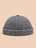 Berretto docker scolorito e regolabile, stile rétro, colore grigio, vista frontale