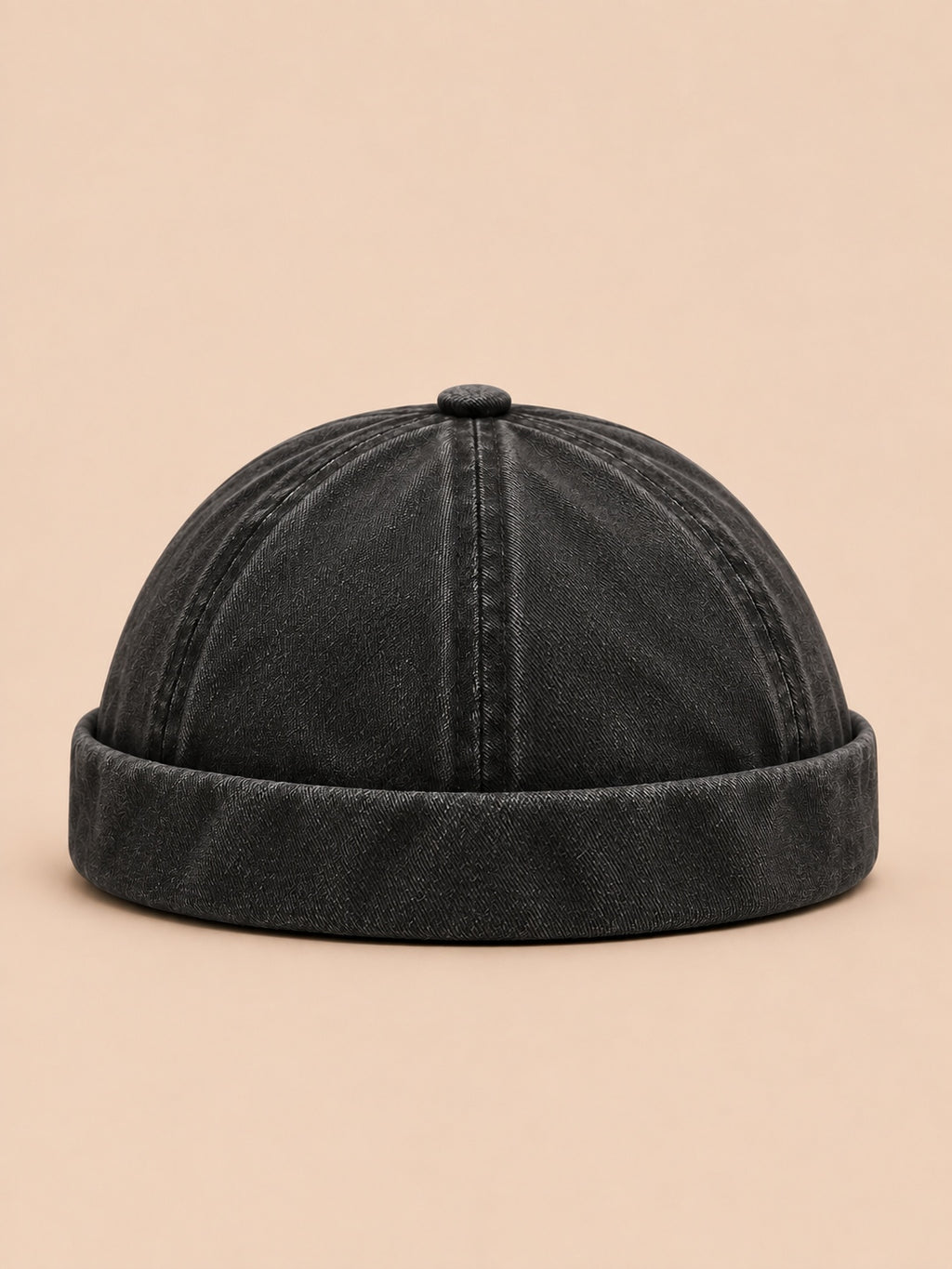 Berretto docker scolorito e regolabile, stile rétro, colore nero, vista frontale