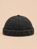 Berretto docker scolorito e regolabile, stile rétro, colore nero, vista frontale