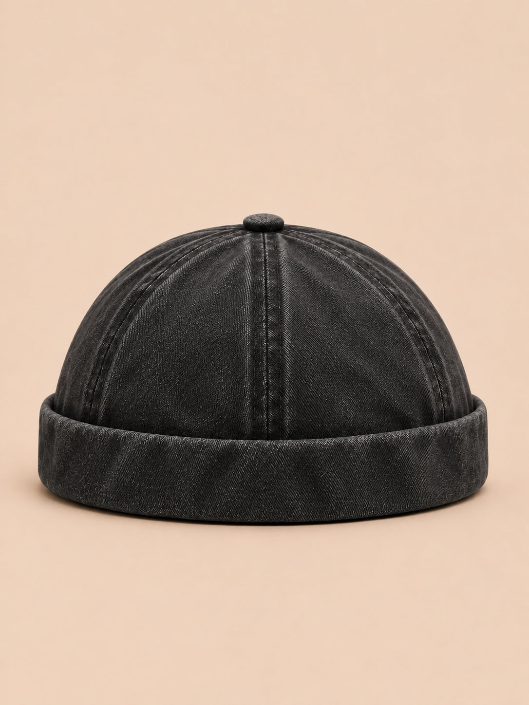Berretto docker scolorito e regolabile, stile rétro, colore nero, vista frontale