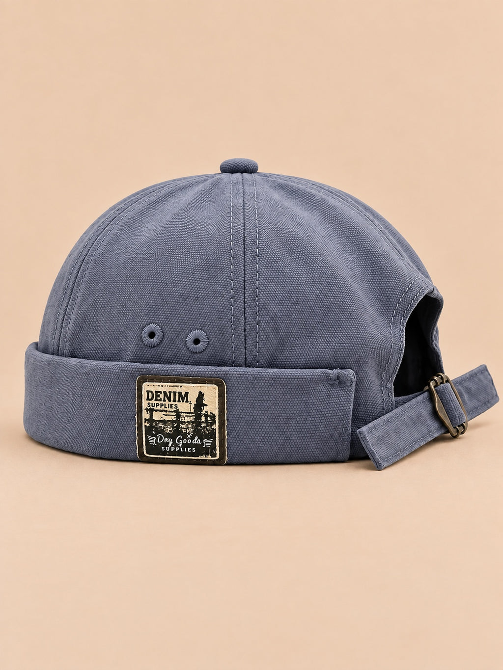 Berretto docker reversibile in cotone a cupola, colore blu, vista frontale nella foto del prodotto