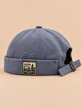 Berretto docker reversibile in cotone a cupola, colore blu, vista frontale nella foto del prodotto