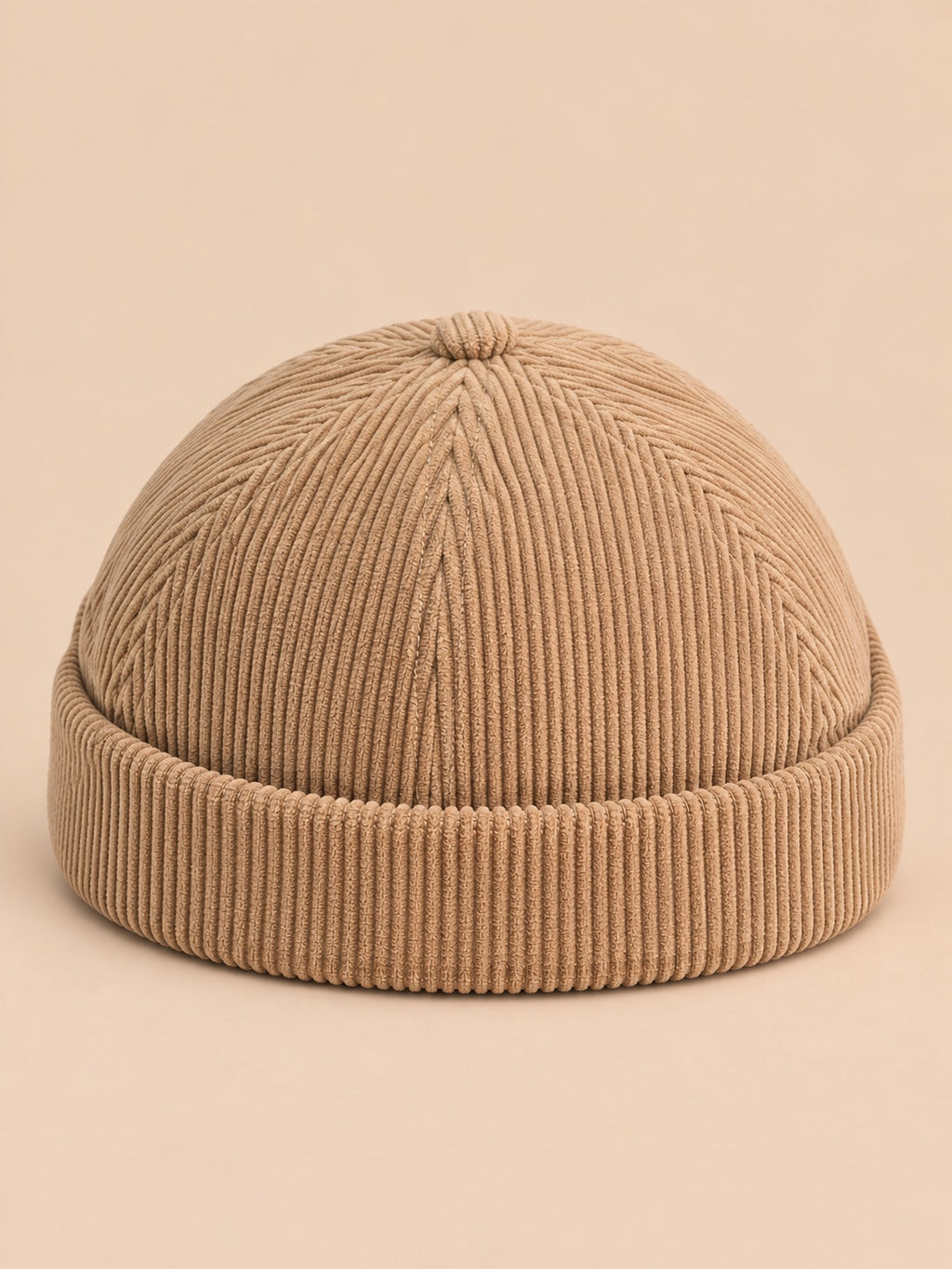 Berretto docker a cupola in velluto a coste di cotone, colore kaki, vista frontale