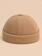 Berretto docker a cupola in velluto a coste di cotone, colore kaki, vista frontale