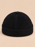 Berretto docker a cupola in velluto a coste di cotone, colore nero, vista frontale