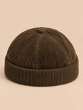 Berretto docker a cupola in velluto a coste di cotone, colore verde, vista frontale