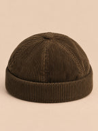 Berretto docker a cupola in velluto a coste di cotone, colore verde, vista frontale