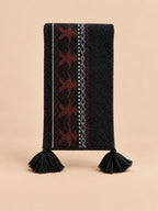 Sciarpa jacquard Fair Isle in misto lana con frange, modello 25049 1, vista frontale