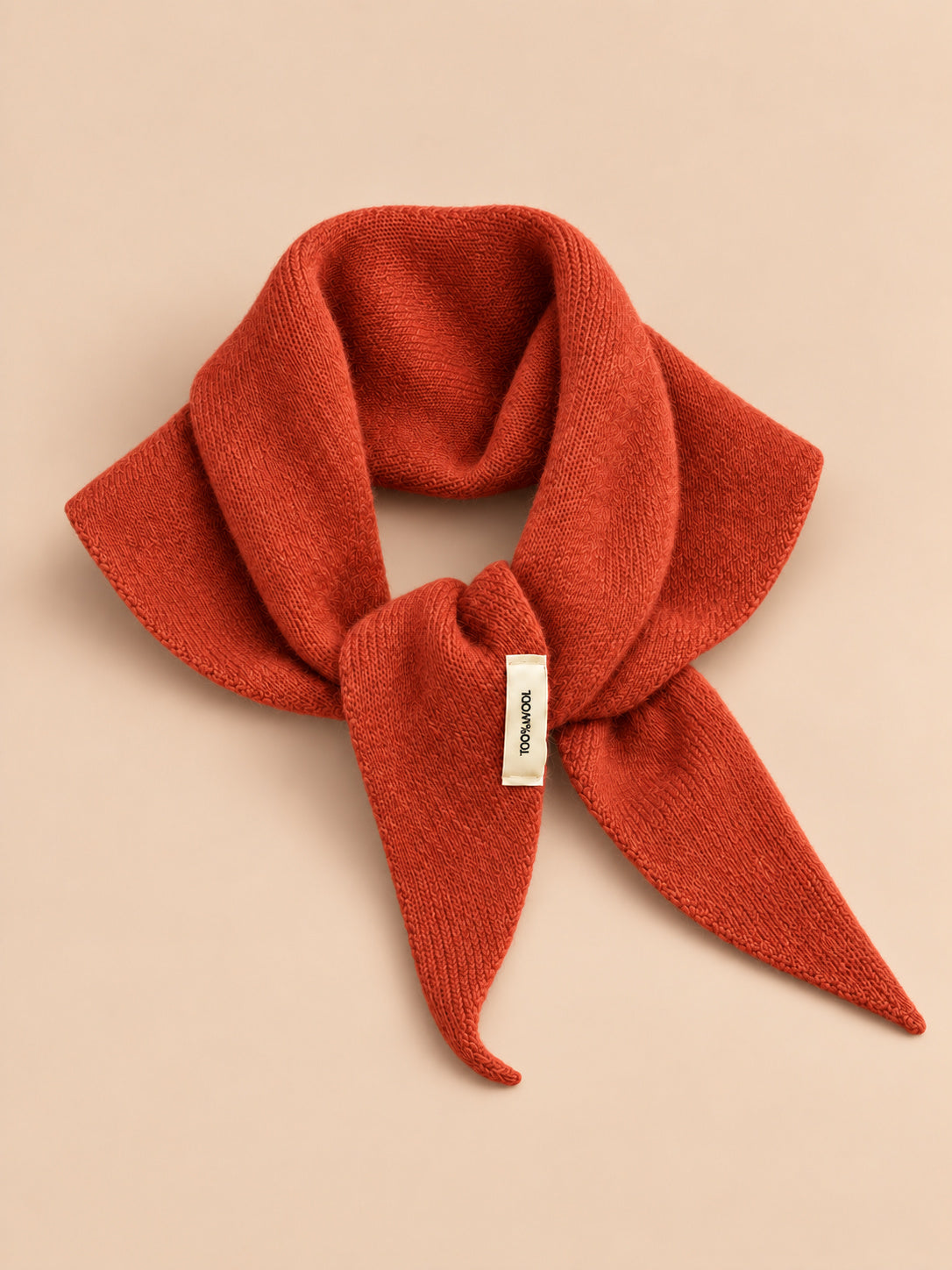 Sciarpa triangolare da donna in pura lana, scialle leggero, db031-13p, colore ruggine, vista frontale