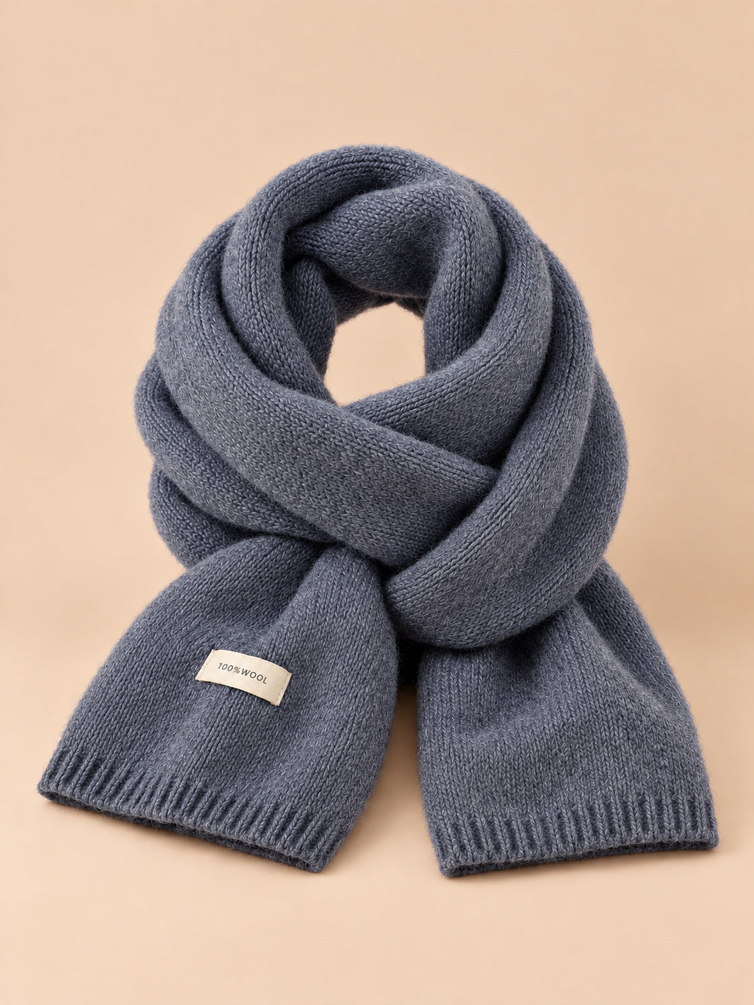 Sciarpa classica in maglia a tinta unita per l’inverno, colore grigio scuro, vista frontale