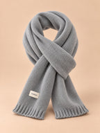 Sciarpa classica in maglia a tinta unita per l’inverno, wj2061, colore grigio, vista frontale
