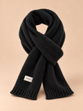 Sciarpa classica in maglia a tinta unita per l’inverno, wj2061, colore nero, vista frontale