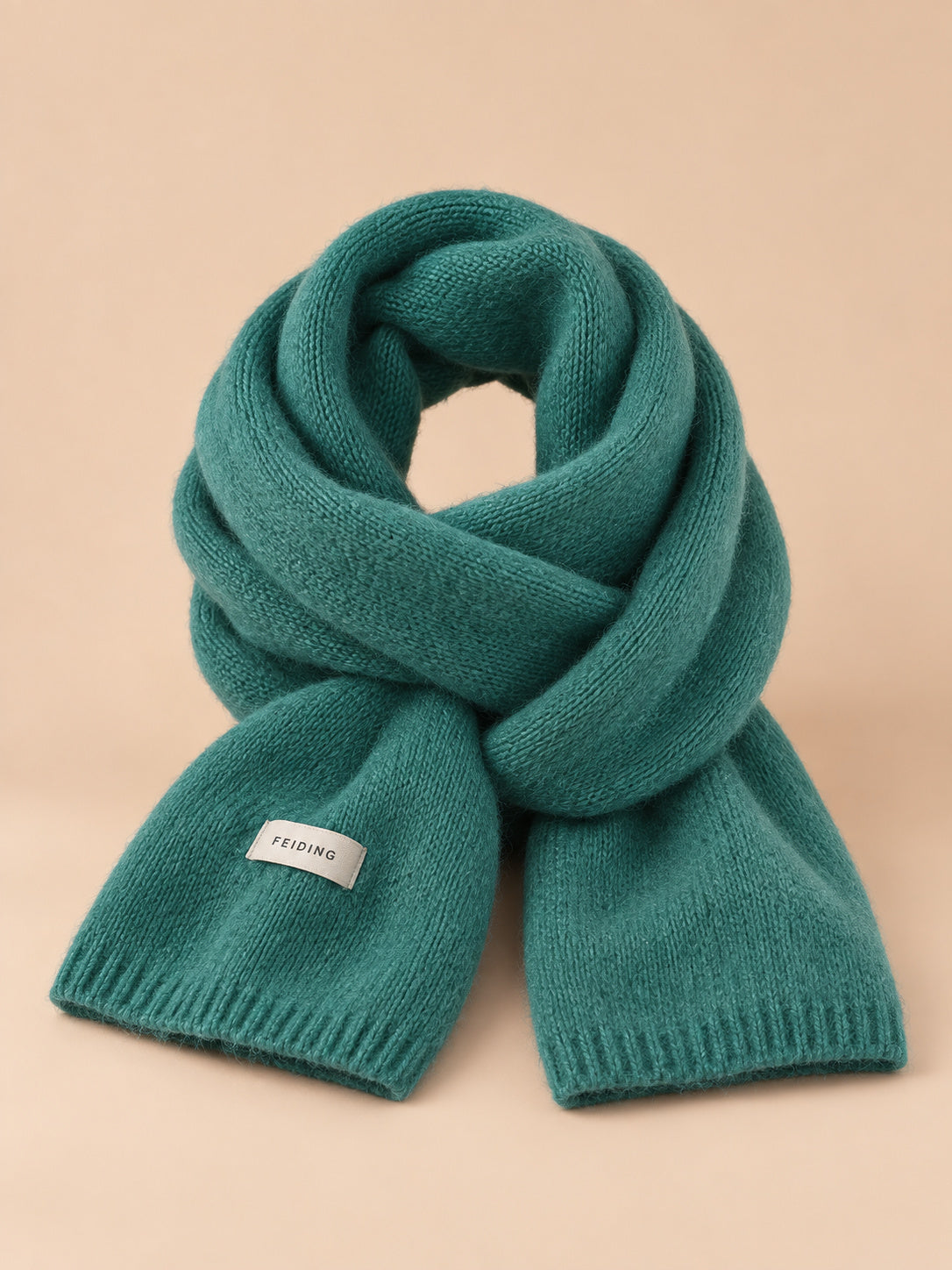 Sciarpa classica in maglia a tinta unita per l’inverno, wj2061, colore verde, vista frontale