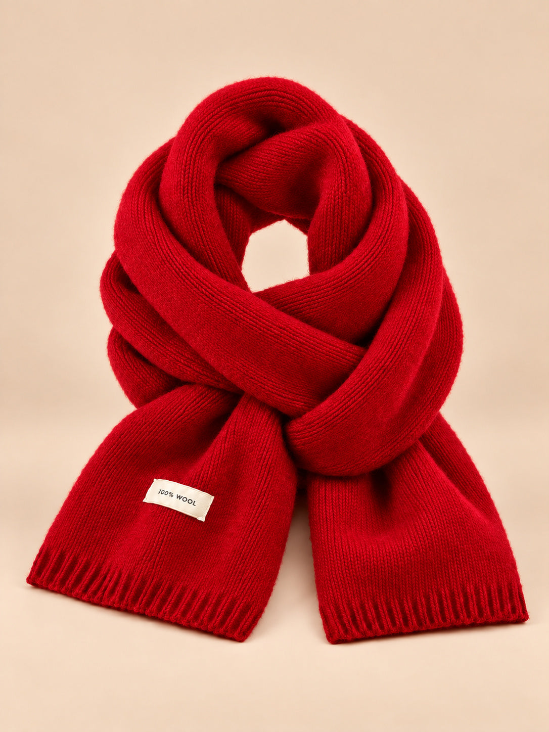 Sciarpa classica in maglia a tinta unita per l’inverno, wj2064-10, colore rosso, vista frontale
