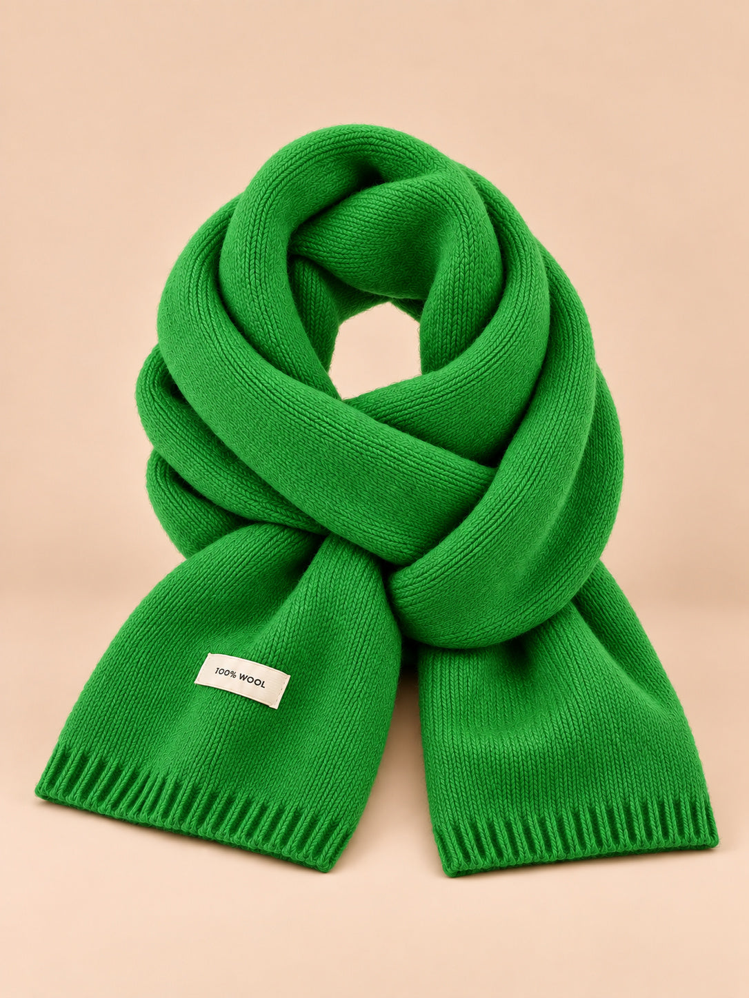 Sciarpa classica in maglia a tinta unita per l’inverno, wj2064-11, colore verde, vista frontale