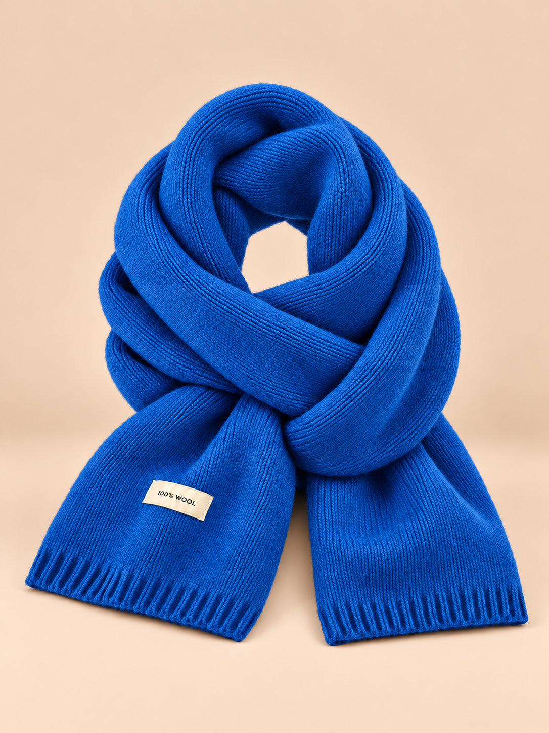 Sciarpa classica in maglia a tinta unita per l’inverno, wj2064-13, colore blu, vista frontale