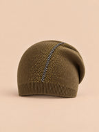 Berretto con strass in misto lana a doppio strato, colore verde, ENJOYFUR, vista frontale