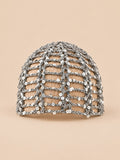 Cappello foulard a rete lavorata a maglia traforata, colore grigio, vista frontale