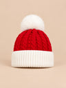 Rosso e bianco con pompon bianco