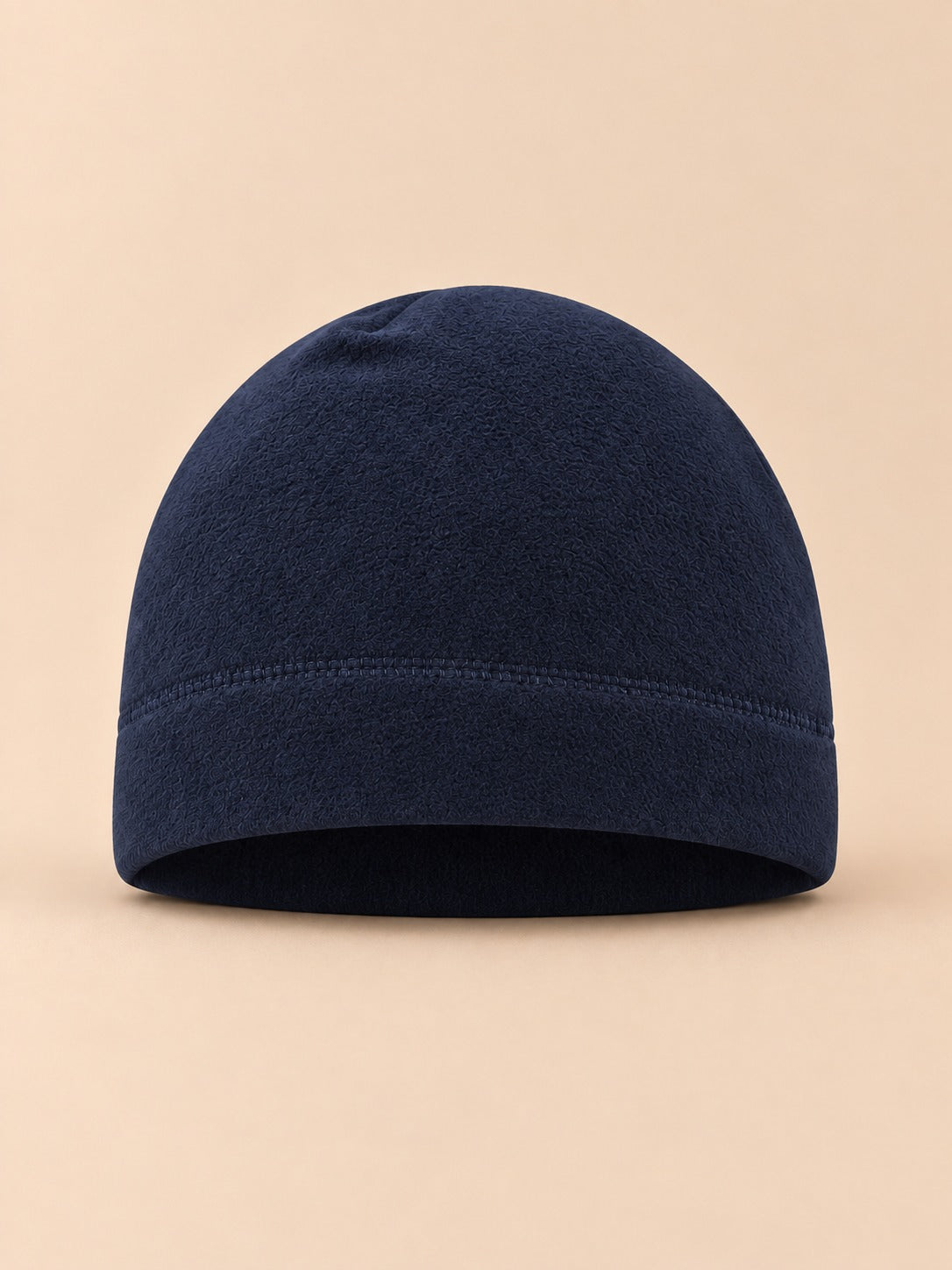 Berretto in pile morbido e antivento per la bicicletta, colore blu navy, vista frontale