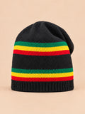 Berretto rasta giamaicano in maglia, stile reggae, colore rosso, vista frontale nella foto del prodotto