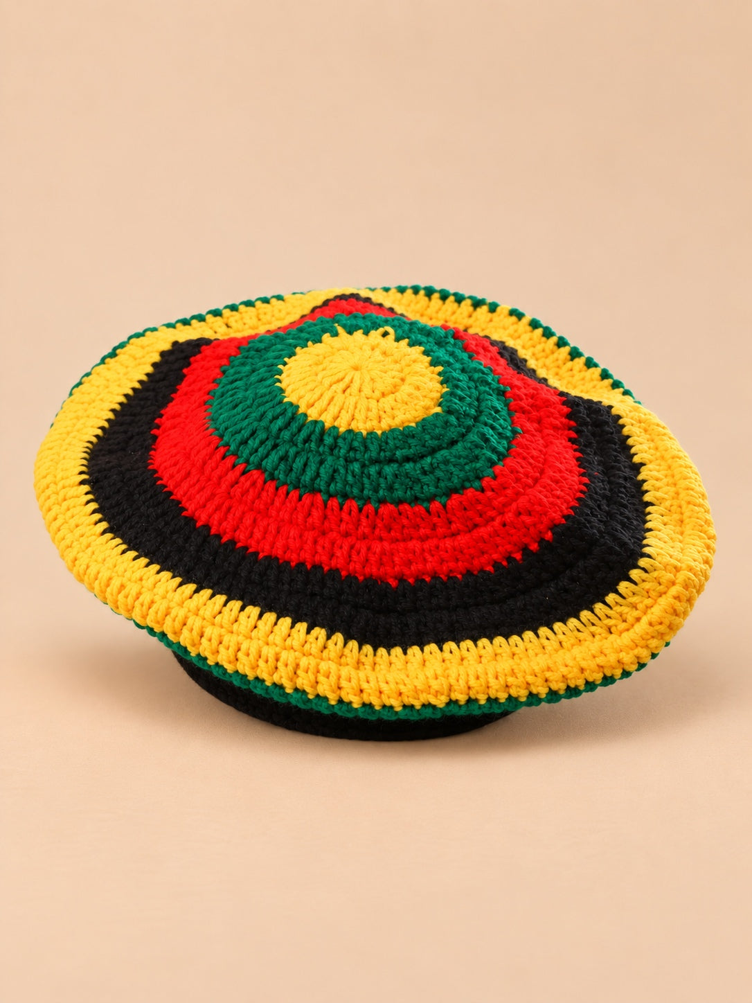Berretto rasta tam in maglia per dreadlocks, colore multicolore, vista di tre quarti