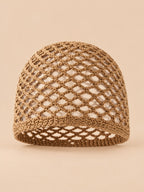 Cappello a rete in cotone traforato all’uncinetto per tutte le stagioni, colore kaki, vista frontale