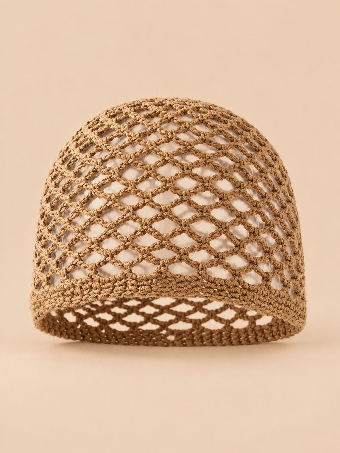 Cappello a rete in cotone traforato all’uncinetto per tutte le stagioni, colore kaki, vista frontale