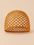 Cappello leggero da donna in cotone a rete traforato per l’estate, colore caramello, vista frontale
