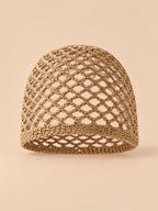Cappello leggero da donna in cotone a rete traforato per l’estate, colore kaki, vista frontale