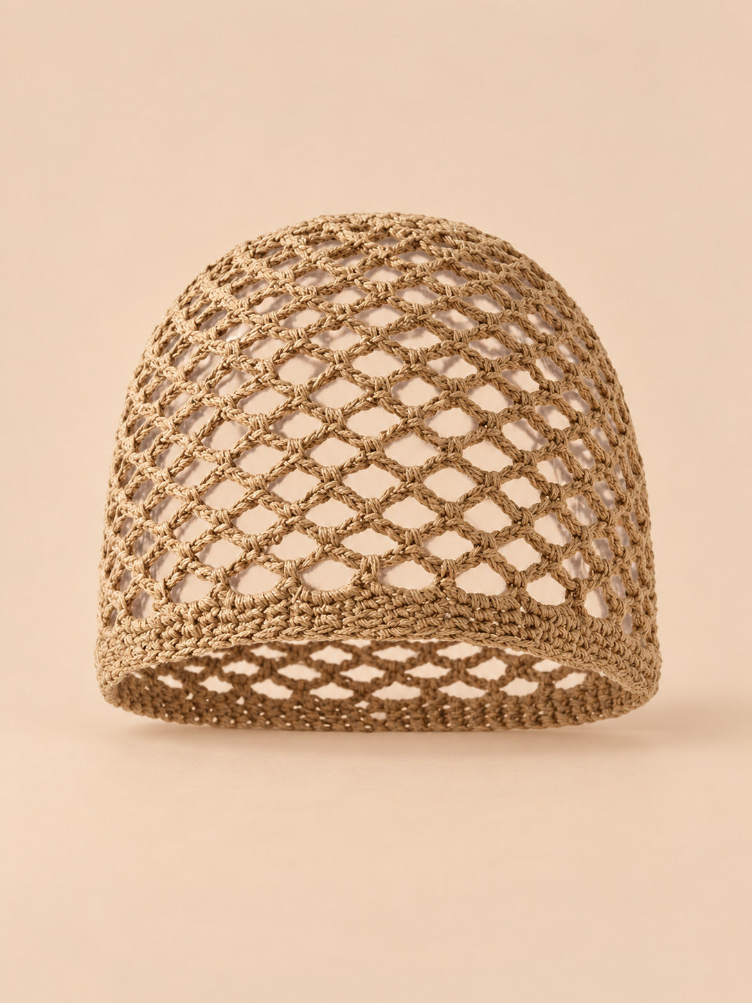 Cappello leggero da donna in cotone a rete traforato per l’estate, colore kaki, vista frontale