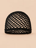 Cappello leggero da donna in cotone a rete traforato per l’estate, colore nero, vista frontale