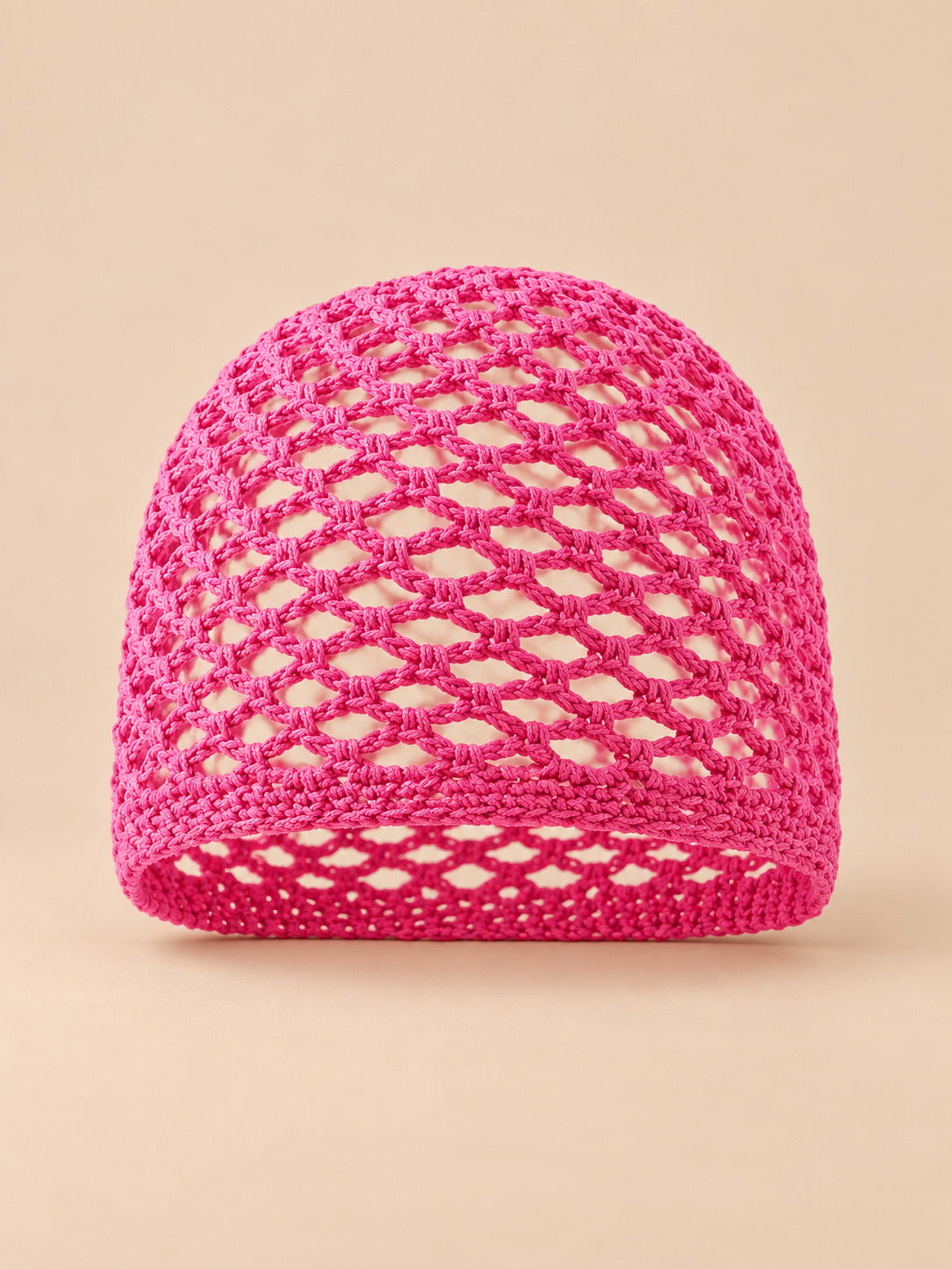 Cappello leggero da donna in cotone a rete traforato per l’estate, colore fucsia, vista frontale
