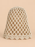 Cappello a rete traforato a tinta unita per la primavera, colore beige, vista frontale