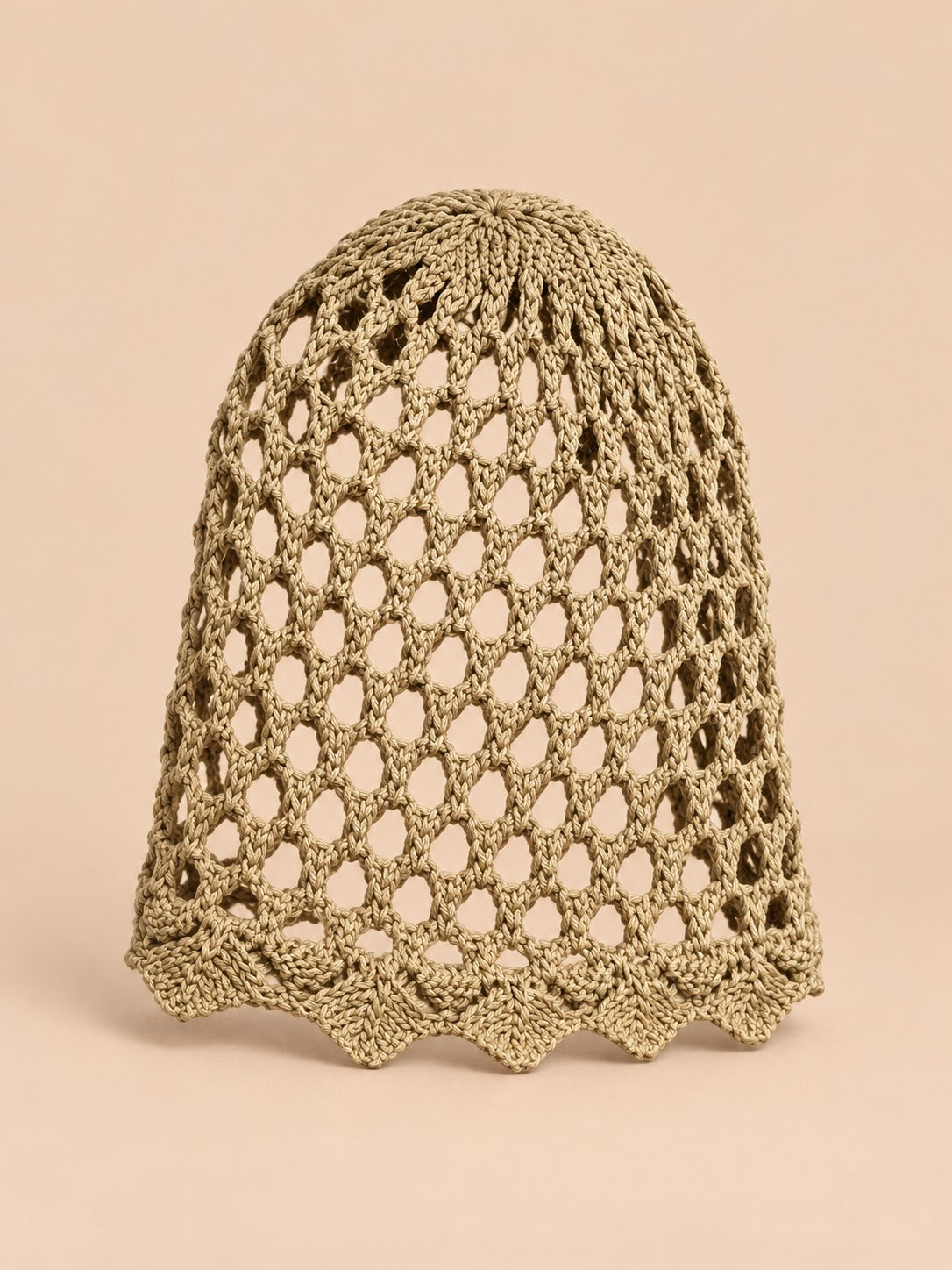 Cappello a rete traforato a tinta unita per la primavera, colore kaki, vista frontale