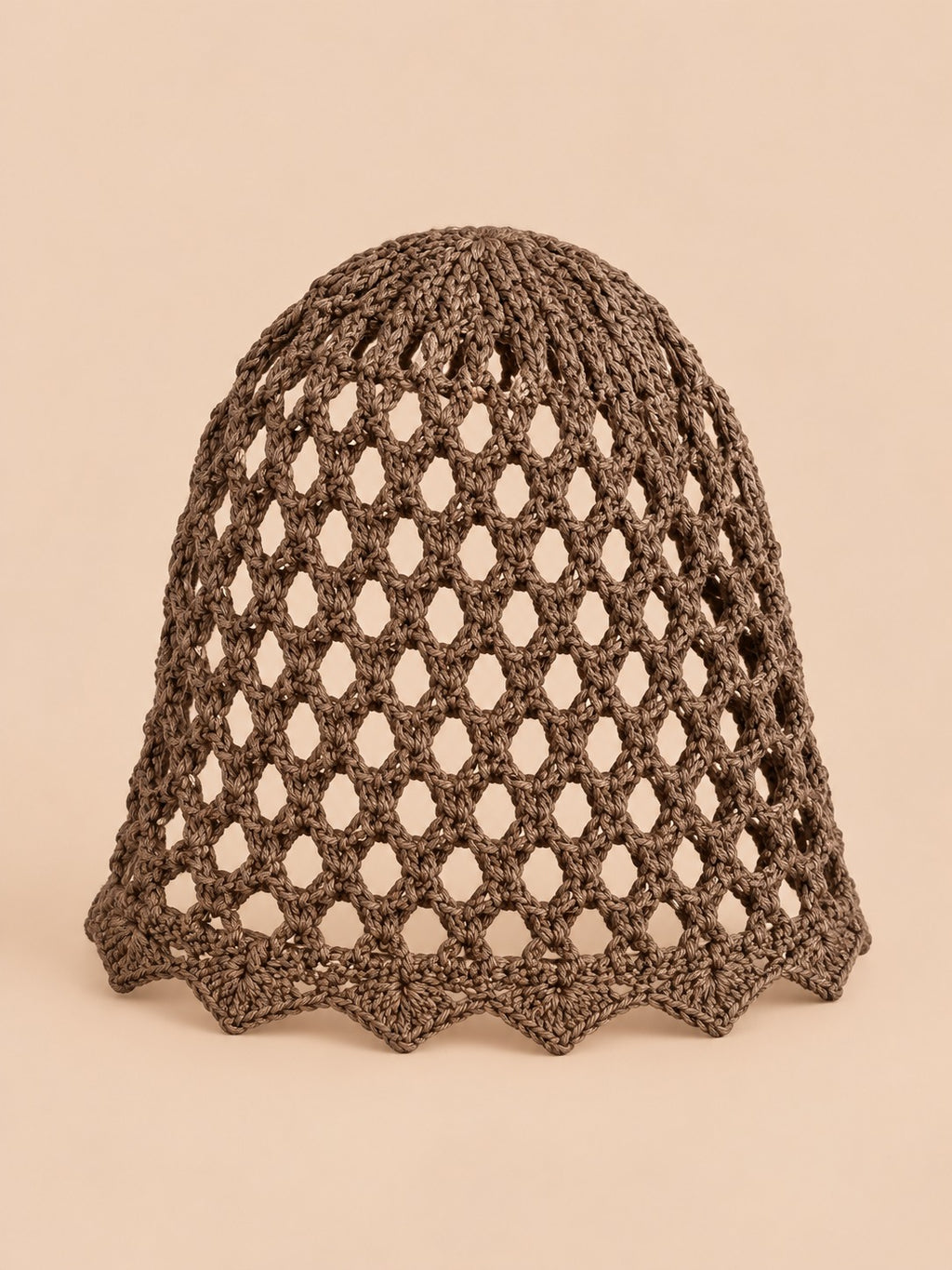 Cappello a rete traforato a tinta unita per la primavera, colore marrone, vista frontale