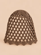 Cappello a rete traforato a tinta unita per la primavera, colore marrone, vista frontale