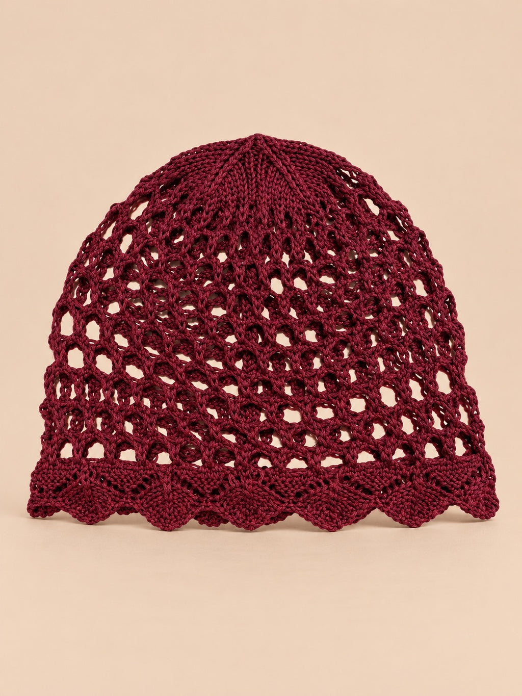 Cappello a rete traforato a tinta unita per la primavera, colore rosso, vista frontale