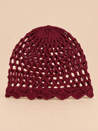 Cappello a rete traforato a tinta unita per la primavera, colore rosso, vista frontale