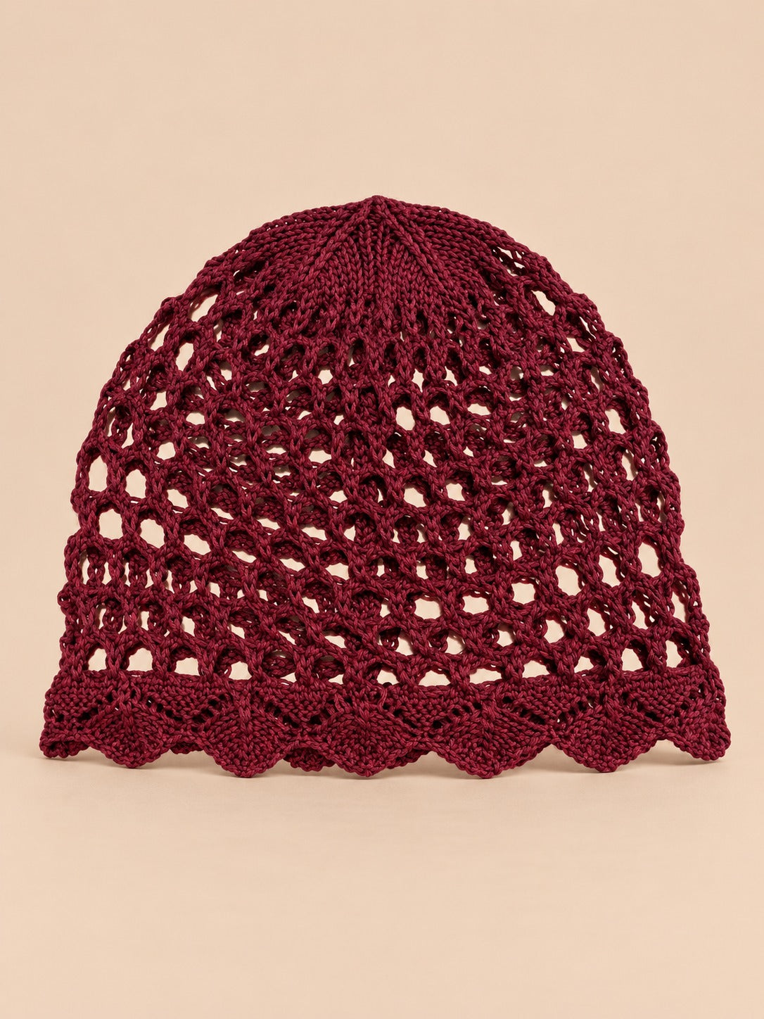Cappello a rete traforato a tinta unita per la primavera, colore rosso, vista frontale