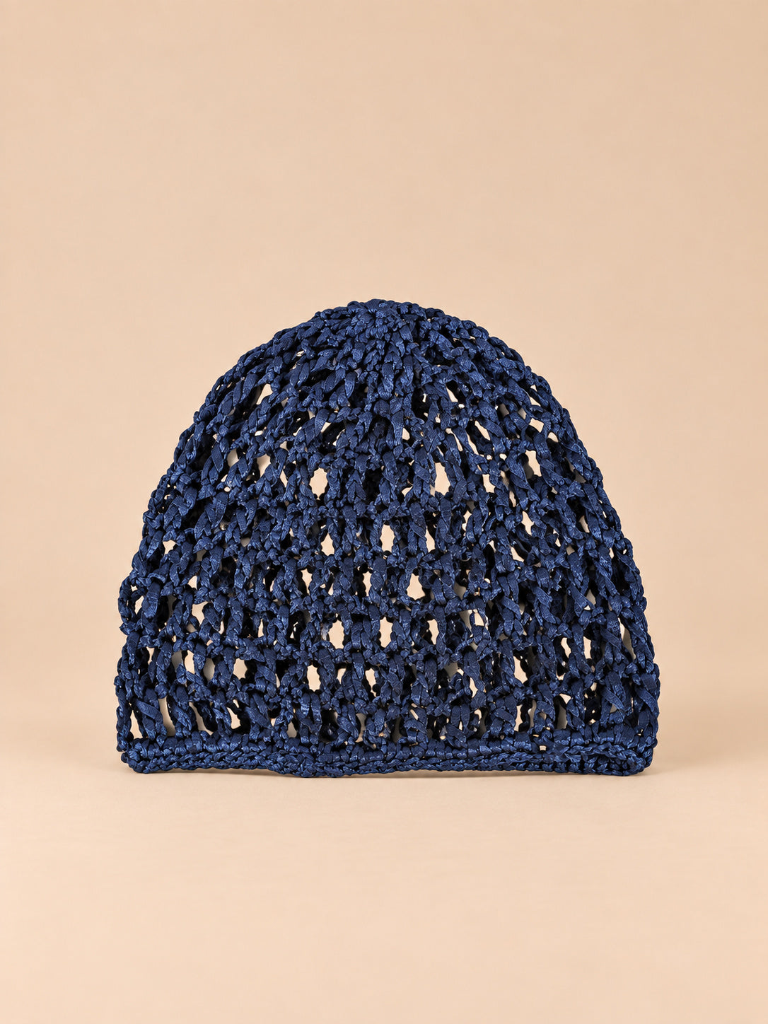 Turbante a rete traforato, elasticizzato e confortevole, colore blu navy, vista frontale