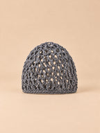 Turbante a rete traforato, elasticizzato e confortevole, colore grigio, vista frontale