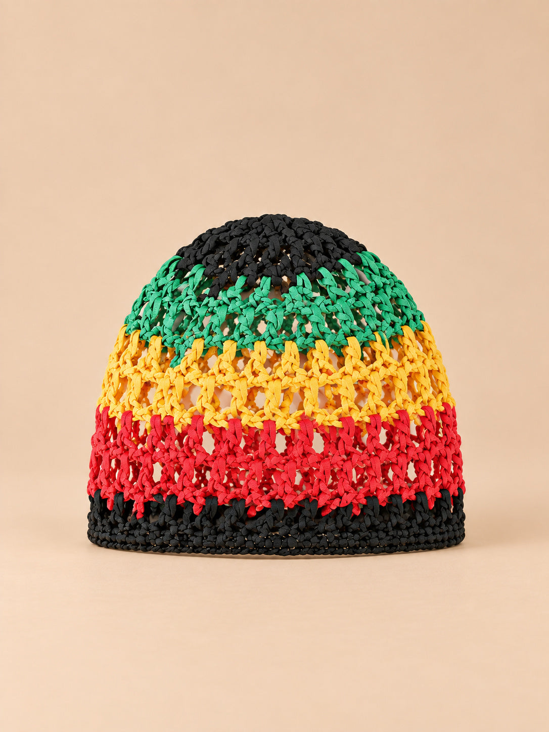 Turbante a rete traforato, elasticizzato e confortevole, colore multicolore, vista frontale