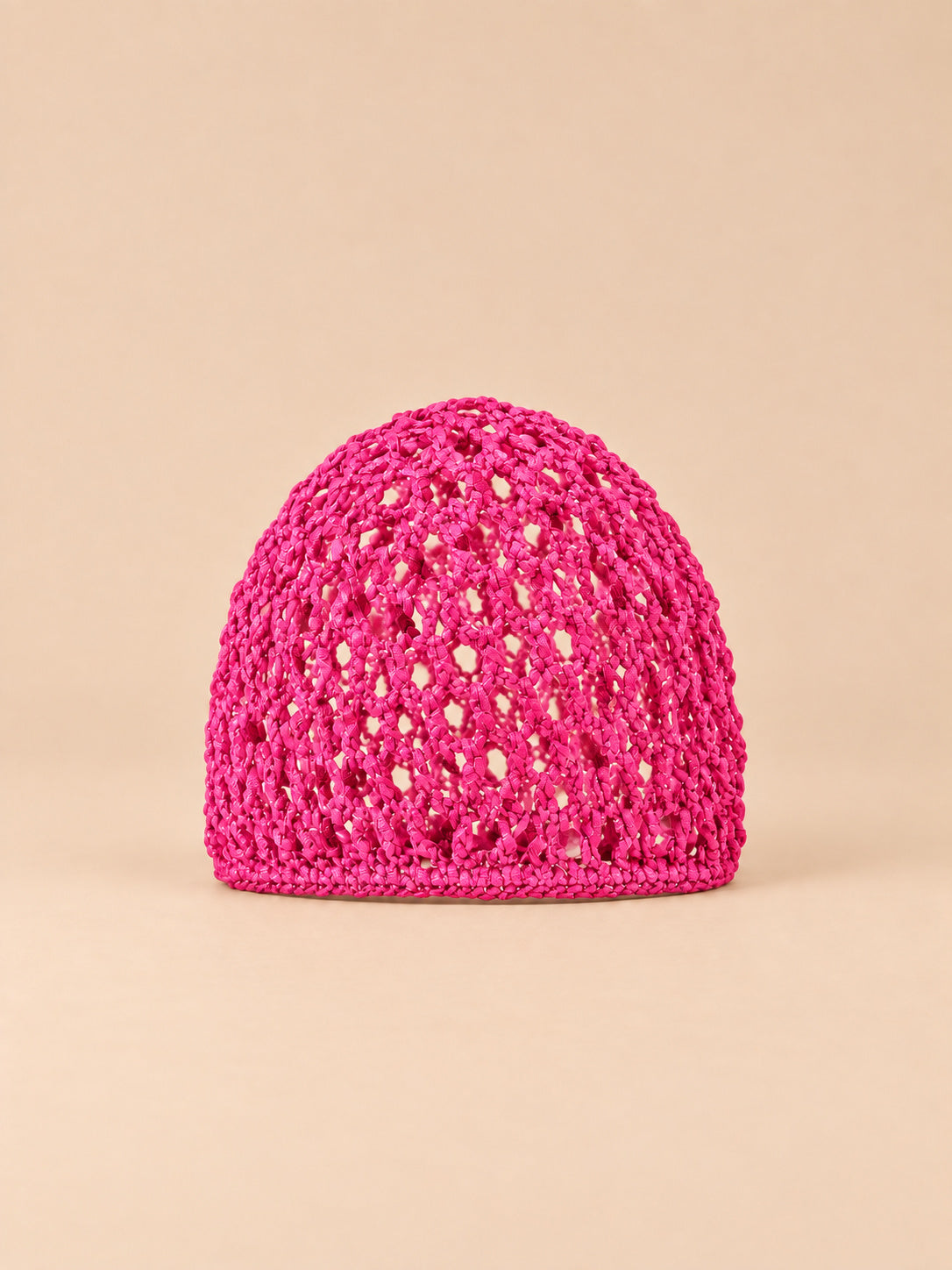 Turbante a rete traforato, elasticizzato e confortevole, colore fucsia, vista frontale