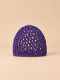 Turbante a rete traforato, elasticizzato e confortevole, colore viola, vista frontale