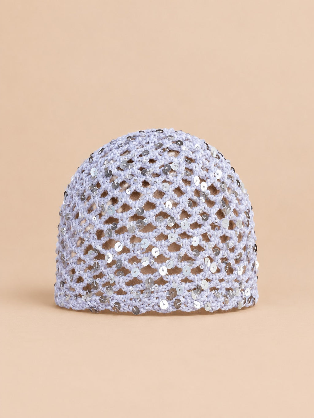 Cappello a rete traforata con paillettes in stile coreano, variante A-BIANCO, fotografato di fronte