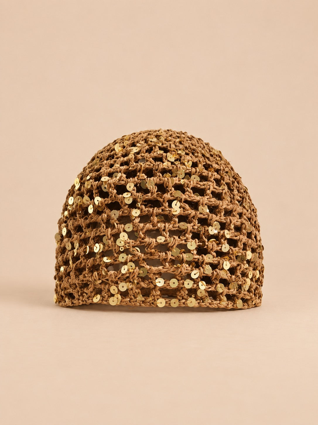 Cappello a rete traforato con paillettes, stile coreano, modello A-kaki, colore kaki, vista frontale
