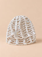 Cappello a rete traforato con paillettes, stile coreano, modello B-bianco, colore bianco, vista frontale