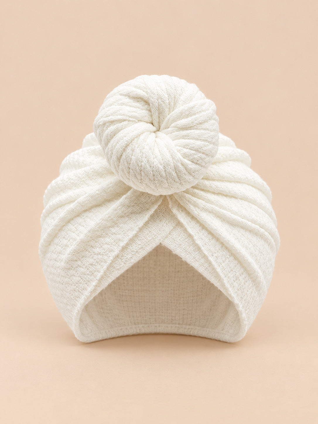 Turbante annodato da neonata coordinato mamma e bambina, colore bianco, vista frontale