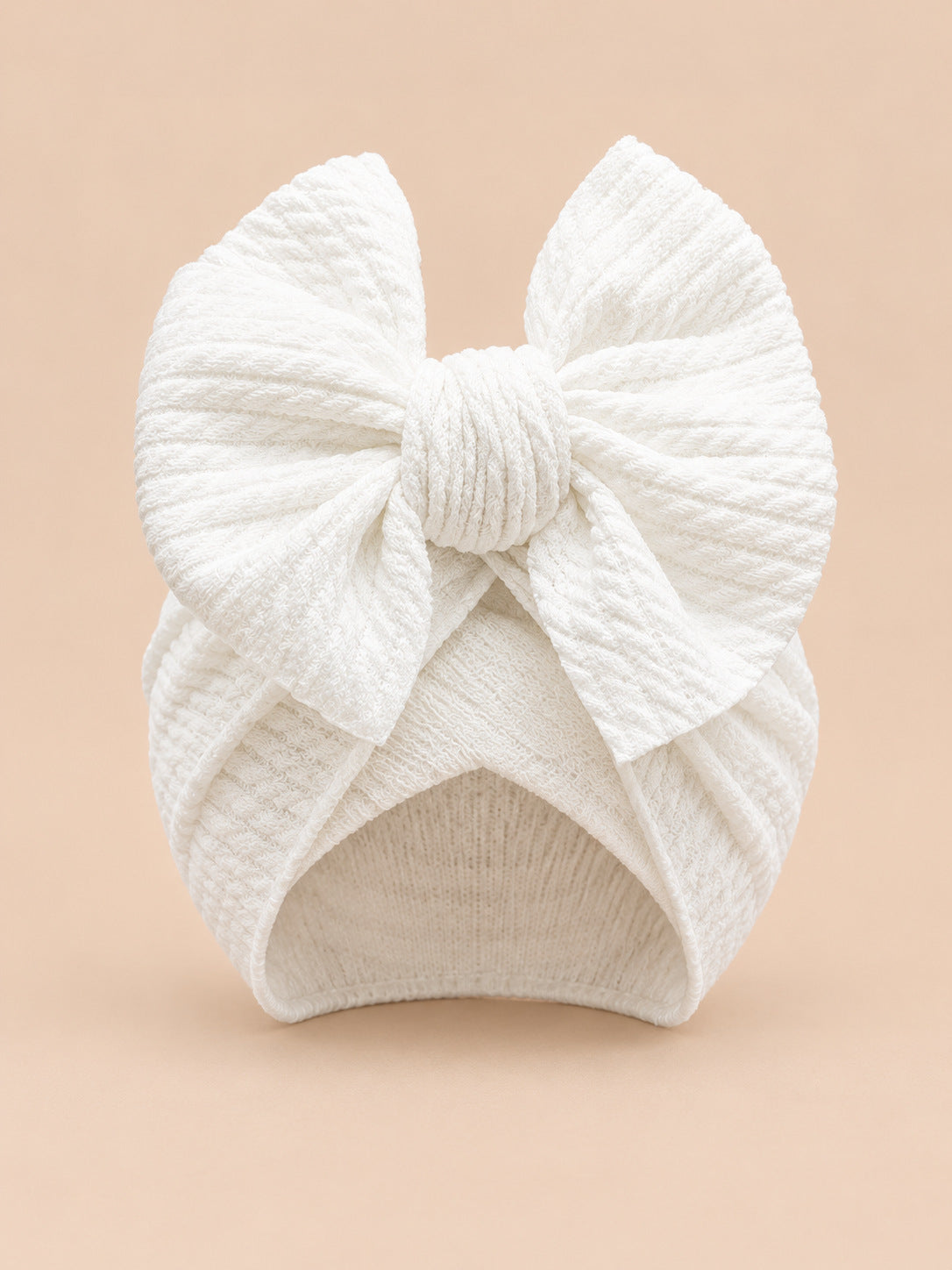 Turbante annodato da neonata coordinato mamma e bambina, colore bianco, vista frontale